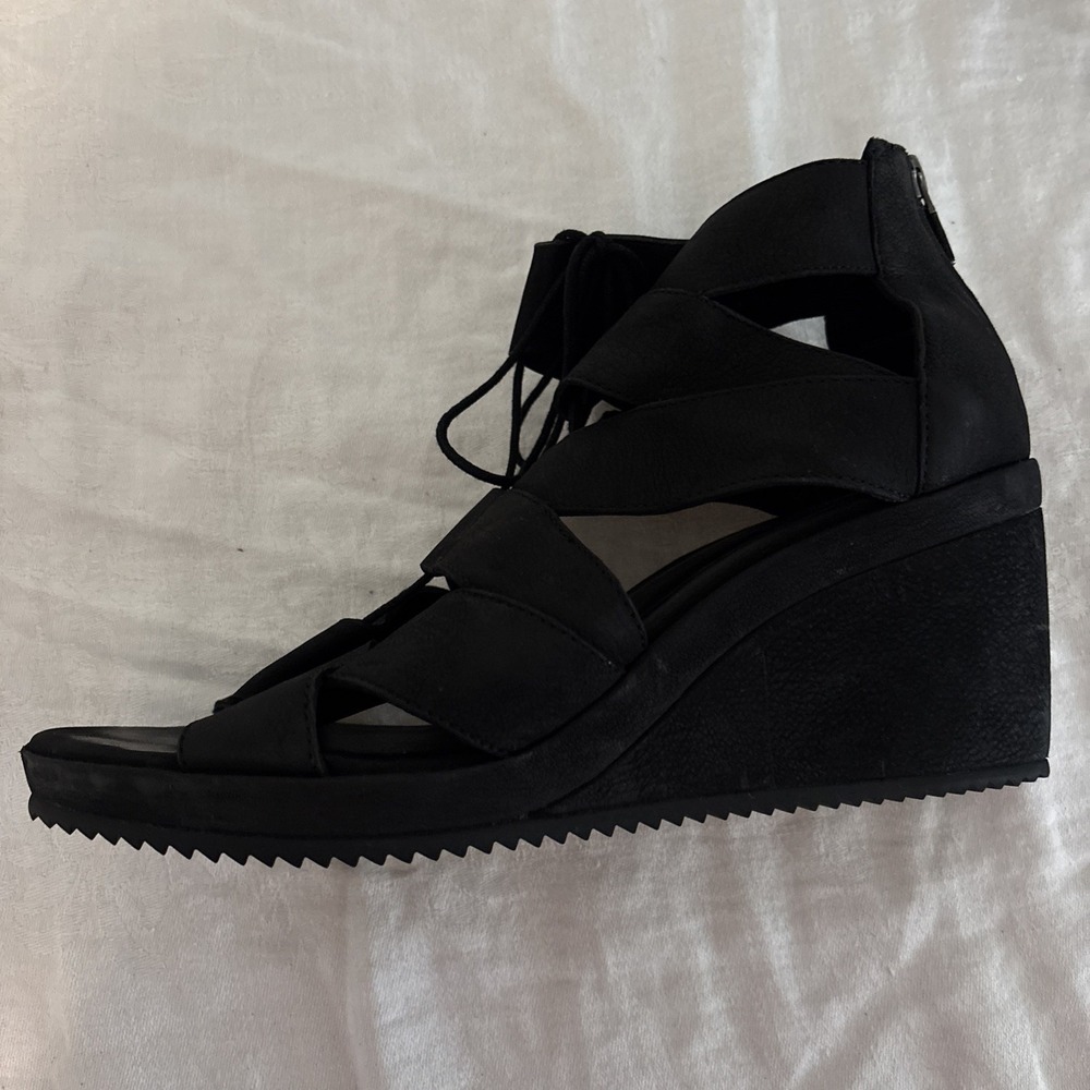 Eileen Fisher Suede Lace Up, Zip Back‎ Sandals Size 10